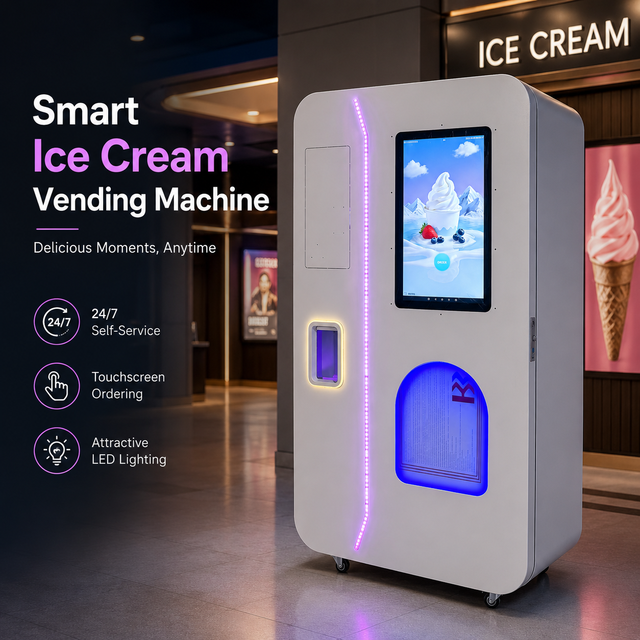 Commercial Grade Ice Cream Vending Machine with Multi-Voltage Energy Saving Programmable Features