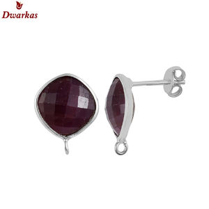 Pendientes clásicos de Plata de Ley 925 con piedras preciosas teñidas de Rubí, joyería desmontable hecha a mano, diseños de tendencia para fiestas de bodas - Product Image 1