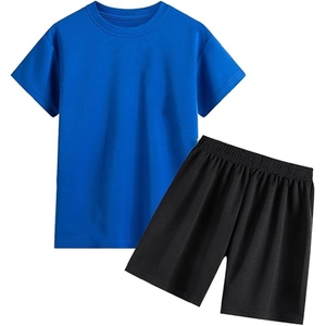 Men's Casual Summer Short-Sleeved T-Shirt Solid Breathable 100% Cotton Knitted Casual Shorts Set Wholesale - Product Image 1