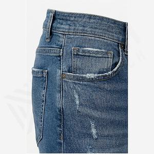 Jeans de Corte Recto Holgados para Hombre, Personalizables al por Mayor, con Color Personalizado, Talla Grande, Cierre Desmontable, Técnica de Lavado Desgastado y Rasgado en la Rodilla - Product Image 5