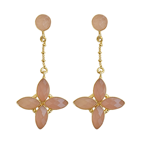 Boucles d'oreilles pendantes tendance en perles d'eau douce de forme marquise, plaquées or 14K/18K, en laiton, avec incrustation géométrique et sertissage clos, style calcédoine, pour femme - Product Image 1