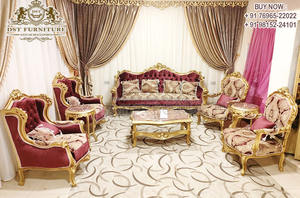 Meubles de salon sculptés à la main, finition platine, Style français, ensemble de canapés de salon sculptés à la main, italien - Product Image 3