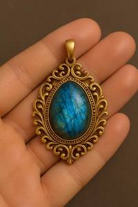 Royal Statement Labradorite Pendant 925 Sterling Silver 14k Gold Plated Antique Boho Handmade <b>Necklace</b> Gift For Women - Product Image 4