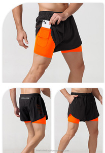 กางเกงขาสั้นออกกำลังกายผู้ชายแบบสองชั้น 2 in 1 สำหรับวิ่ง ฟิตเนส จ็อกกิ้ง ใส่เล่นกีฬาชายหาด แห้งเร็ว เหมาะสำหรับฤดูร้อน - Product Image 6