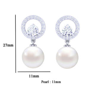NOVAMART Fine 92.5 Sterling Silver for Swiss Zirconia <b>Pearl</b> <b>Earrings</b> Gift Women and Girls Wholesale Export - Product Image 3