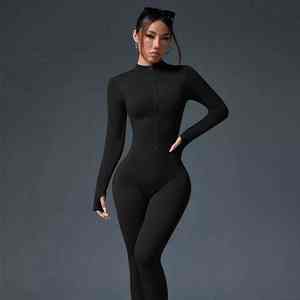 Mono de gimnasio de manga larga con logotipo personalizado, ropa deportiva para Mujer, ropa deportiva para Mujer, ropa de Yoga de una pieza, Mono de Yoga - Product Image 6