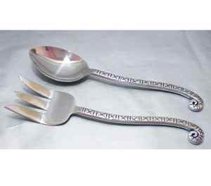 Couverts de service en acier inoxydable ensemble d'argenterie avec couteau fourchette à poisson cuillère cuillère à salade couverts de cuisine - Product Image 6