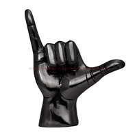 Sculpture de main en métal noir, figurine signe de la paix, art contemporain, décoration de table, ornement de salon