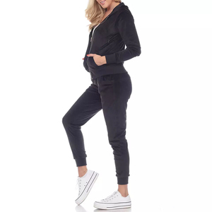 ชุดวอร์มผ้าฟลีซ100% ลายพื้นมีฮู้ดสำหรับผู้หญิงชุดวอร์มฤดูหนาวบริการ OEM ขายดี - Product Image 5