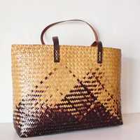 Vente Flash : Sac d'été portable pour femme, original d'Indonésie, personnalisé, design classique et moderne, broderie bohème Pandanus, fermeture éclair