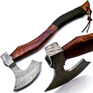 Damas Acier Qualité Industrielle Tomahawk Hache Manche En Bois-Vente En Gros De Haute Qualité Fabricant OEM/ODM Service Prix Raisonnable - Product Image 2