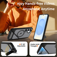 Étui de protection antichoc de luxe avec support pour appareil photo, en TPU + acrylique givré, à chargement magnétique, finition mate translucide douce au toucher
