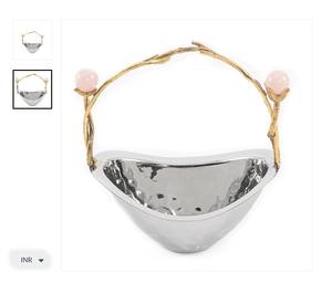 ชามโลหะตกแต่งทันสมัยที่สวยงามทันสมัยพร้อมที่จับสีทองหรูหราโต๊ะวางกลางโต๊ะกลางที่มีสไตล์ - Product Image 1