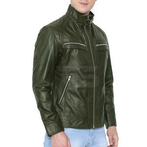 Veste en cuir pour hommes de couleur unie Streetwear Vestes en cuir pour hommes Conception personnalisée Vestes en cuir - Product Image 2