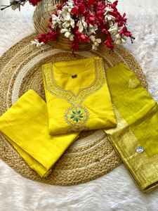 Traje Salwar Kameez de Color amarillo de calidad superior de Venta caliente Ropa de boda tradicional india para mujeres Directo de Pakistán - Product Image 6