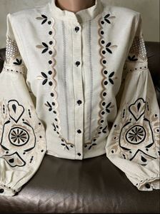 2025 vente chaude ukrainien brodé Blouse mode vêtements brodé à la main travail manches longues Blouses ukrainiennes pour les femmes - Product Image 4