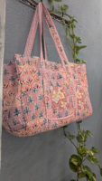 Sac fourre-tout en coton fait main Pinksa, style bohème, patchwork matelassé, imprimé au bloc, personnalisé, été, automne, hiver, printemps