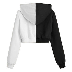 2025 vêtements de sport avec logo personnalisé 100% coton sweats à capuche unis haut court pour femmes hiver demi-fermeture éclair sweat avec technique imprimée - Product Image 2