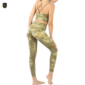 Conjunto de yoga para mujer, transpirable y elástico, de dos piezas, con sujetador deportivo y leggings de cintura alta para gimnasio, ejercicio y uso diario. - Product Image 4