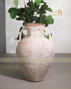 Mini maceta de paisaje Atlantis AN546H110, maceta de flores de cerámica blanca moderna con acabado galvanizado para decoración de jardín y hogar - Product Image 1