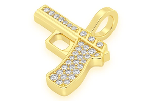 Colgante de pistola chapado en oro blanco minimalista, amuleto de amante de la pistola, joyería fina de diamante cultivado en laboratorio de Hip Hop para hombre - Product Image 5