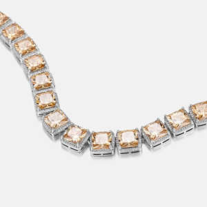 Collar de Cadena de Latón con Moissanita de Corte Cuadrado Estilo Champán de Lujo, Regalo Hip Hop - Product Image 3