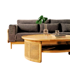 Mesa de centro ajustable multifuncional de mimbre/ratán Natural diseño escandinavo forma personalizable de lujo Color Vietnam - Product Image 4