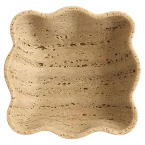 Bol décoratif en travertin ondulé avec une forme unique artisanale, élégance naturelle, style moderne et charme artisanal durable - Product Image 1