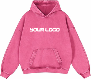 100% coton hommes sweats à capuche surdimensionnés et sweats épais polaire poids lourd Logo d'impression personnalisé sur le col à capuche avant - Product Image 2