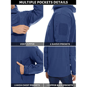 Vestes coupe-vent à coque dure d'extérieur de haute qualité Couleurs contrastées pour l'alpinisme Fermeture à glissière Service OEM Vestes pour hommes - Product Image 4