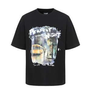 T-shirt surdimensionné à épaules tombantes de style vintage T-shirt graphique surdimensionné à impression numérique personnalisée - Product Image 1