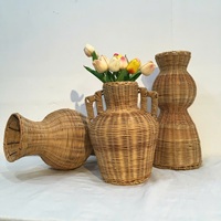 Arrangements floraux artisanaux LTL Vietnam pour la maison et l'hôtel, décoration écologique en rotin naturel, vase décoratif Art Déco fait main