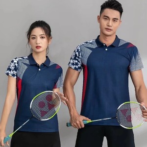 Vêtements de tennis de table à séchage rapide pour hommes femmes T-shirt de badminton à manches courtes vêtements de sport imprimés - Product Image 6