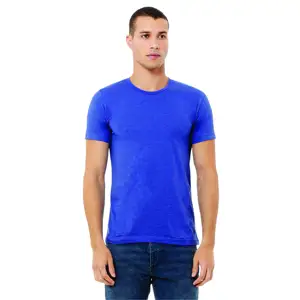 52% Airlume Combed and Ring Spun Cotton 48% Poly 32 Single 4.2 oz Heather Columbia Blue Unisex CVC Short Sleeve T-Shirt
