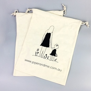 Sacs fourre-tout en mousseline de coton personnalisés sacs à cosmétiques avec cordon de serrage vente en gros de petits sacs fourre-tout en toile avec tissu uni design en vrac - Product Image 4