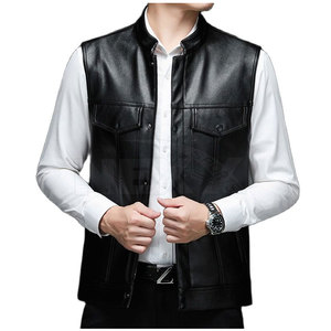 Chaleco de cuero para hombre de talla grande al por mayor, chaleco de cuero para hombre para uso en exteriores, chaleco de cuero ligero para hombre - Product Image 4