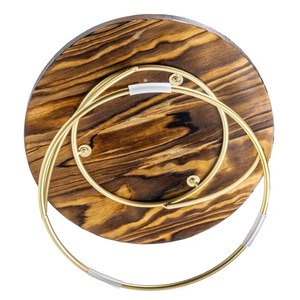 Support à gâteau rond en bois avec support en métal doré pour la présentation de gâteaux de fête, célébration d'anniversaire, rassemblement familial et utilisation pour offrir en cadeau - Product Image 4
