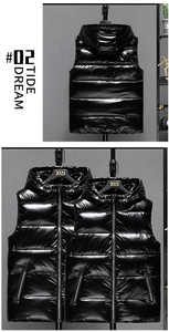 Gilet matelassé pour homme avec logo personnalisé, léger, sans manches, chaud pour l'hiver, veste à capuche, veste matelassée brillante - Product Image 4