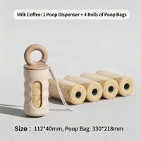 Sacs à déjections canines mignons avec distributeur portable, texture ondulée moderne, fenêtre transparente, fixation pour laisse, en plastique, pour extérieur et mains libres