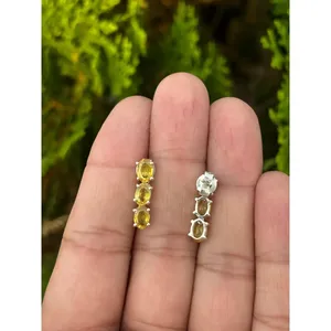 18K Gold 925 Silver <b>Stud</b> <b>Earrings</b> Yellow Sapphire Diamond Zircon Pearl Gold Plated Rose Gold for Engagement Wedding Anniversary - Product Image 2
