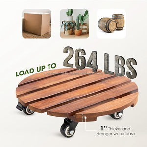 Fábrica de Vietnam, carrito de madera de acacia maciza esmaltada, macetas de flores de 40 cm de diámetro, cuatro ruedas, macetas de madera superior, uso del suelo del centro comercial - Product Image 4