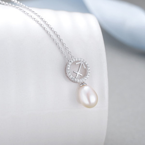 Clásico S925 plata esterlina perla de agua dulce collar del zodiaco moda alta calidad mujeres DIY accesorios al por mayor - Product Image 5