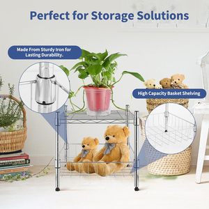 <span class=keywords><strong>2</strong></span>个搁板15英寸宽X 13.8英寸深X 15英寸高方孔焊丝可堆叠储物柜，带篮子镀铬低关税 - Product Image 2