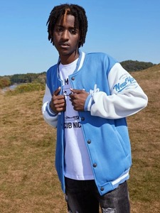 Veste de baseball d'hiver pour homme en laine mélangée épaisse, style Letterman, avec patch en chenille et manches brodées - Product Image 4