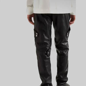 Pantalon en cuir décontracté léger de qualité supérieure pour hommes, taille mi-haute, logo personnalisé, prix de gros d'usine - Product Image 3