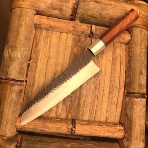 มีดเชฟเหล็กดามัสกัสพร้อมด้ามจับไม้ทำจากหนังวัว - Product Image 3