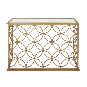 โต๊ะร้านอาหารสําเร็จรูปชุบทองศูนย์กลางการใช้ชีวิตกาแฟโต๊ะทําซ้อนโลหะมีสไตล์พร้อมท็อปหินอ่อนรูปทรงโค้งมน - Product Image 6