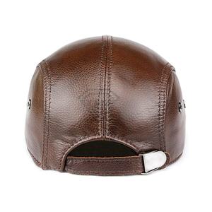 หมวกหนังแท้สไตล์วินเทจหมวกเบเร่ต์ตะวันตกมีโลโก้ตามสั่ง - Product Image 5