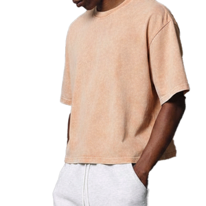 Custom Logo <b>Men's</b> Heavyweight 100% Cotton Breathable Letter T-shirts Street Wear Oversized Blank <b>Cropped</b> <b>Top</b> Boxy Fit Drop - Product Image 5