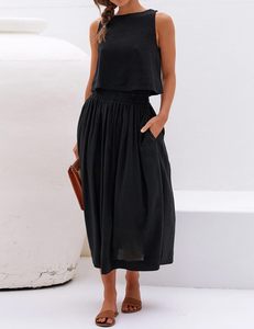 Camisetas sin mangas cortas sin mangas de verano para mujer, 70% viscosa transpirable, 30% Lino, algodón y lino para el verano - Product Image 4